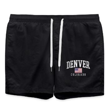 Denver Colorado Vintage Flag Arch - Badeshorts - Schwarz - Vorne - AI Model Male 185 light (185cm)