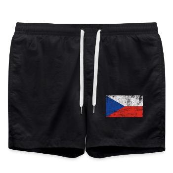 Flag Czech Republic Flag Grunge Retro Vintage - Swim Trunks - black - Front - AI Model Male 185 light (185cm)
