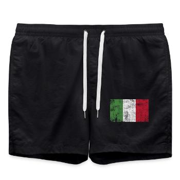 Flagge Italien Fahne Grunge Retro Vintage - Badeshorts - Schwarz - Vorne - AI Model Male 185 light (185cm)