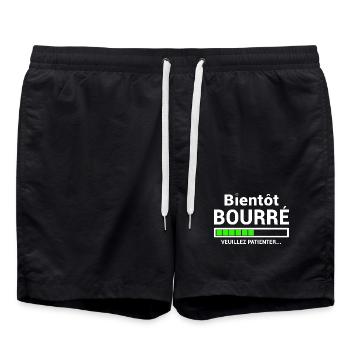 BIENTÔT BOURRE VEUILLEZ PATIENTER - Short de bain - noir - Devant - AI Model Male 185 light (185cm)