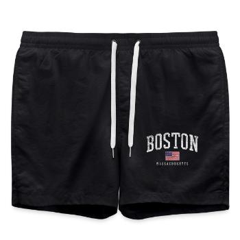 Graphique du drapeau de Boston, Massachusetts - Short de bain - noir - Devant - AI Model Male 185 light (185cm)