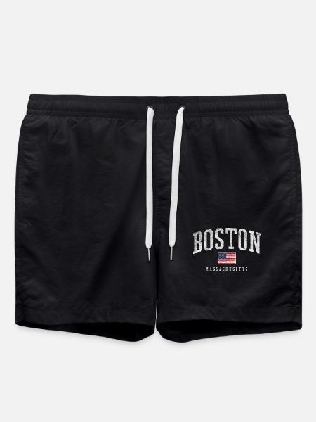 Boston Massachusetts Flag Graphic - Badeshorts - Schwarz