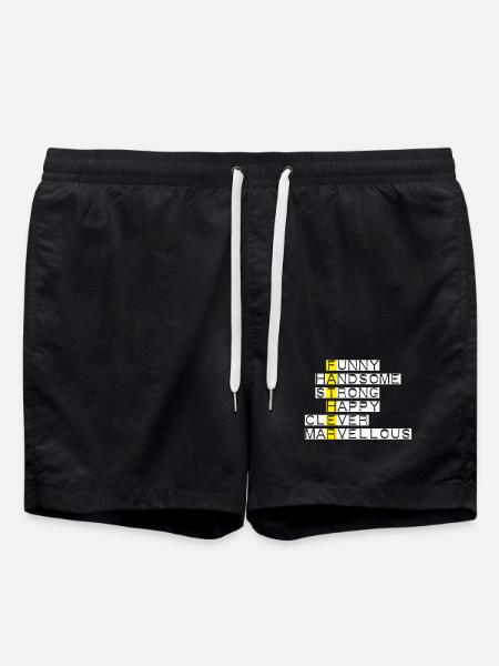 Bright Adjectives: Strong and Happy - Swim Trunks - black