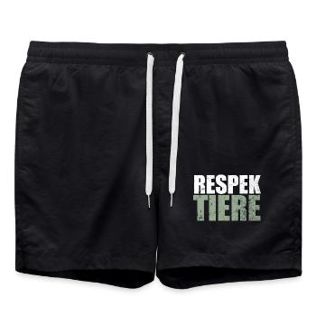 Vegan | Ich Respektiere Tiere Tierschutz - Badeshorts - Schwarz - Vorne - AI Model Male 185 light (185cm)