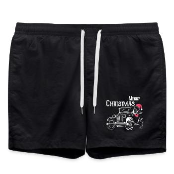 Noël voitures anciennes drôle Père Noël - Short de bain - noir - Devant - AI Model Male 185 light (185cm)