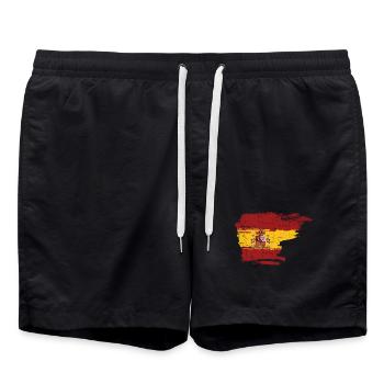 Pinselstrichwappen der spanischen Flagge - Badeshorts - Schwarz - Vorne - AI Model Male 185 light (185cm)