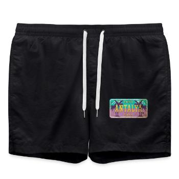 Antalya Türkei Beach Vintage Schild - Badeshorts - Schwarz - Vorne - AI Model Male 185 light (185cm)