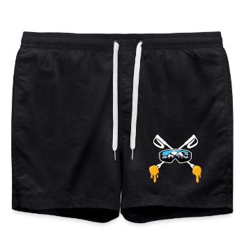 Ski- und Savoyer Fondue Mountain Skier Geschenk - Badeshorts - Schwarz - Vorne - AI Model Male 185 light (185cm)