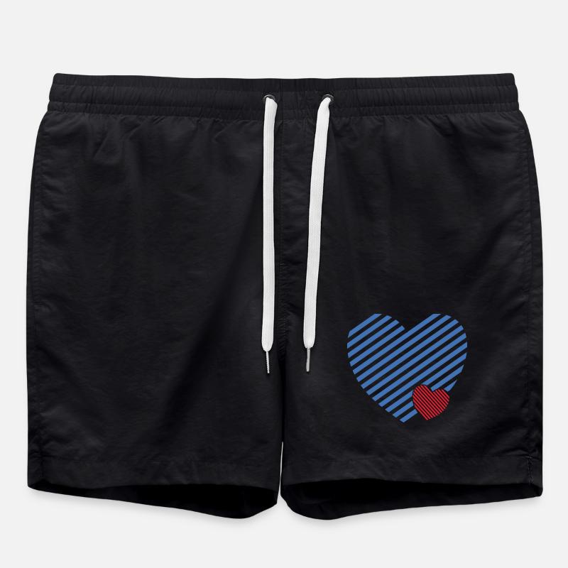 Double Heart - Idée cadeau textile design - Short de bain - noir