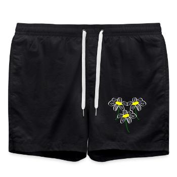Blume weiß weiße Blume Blumen weiß weiße Blumen - Badeshorts - Schwarz - Vorne - AI Model Male 185 light (185cm)