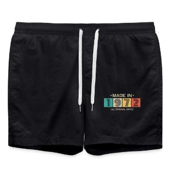 1972 Retro Slogan Alle Originalteile - Badeshorts - Schwarz - Vorne - AI Model Male 185 light (185cm)