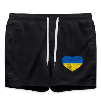 Ukraine Flag Flag Grunge Retro Heart - Swim Trunks - black - Front - AI Model Male 185 light (185cm)