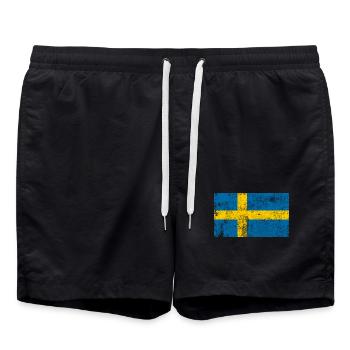 Sweden Flag Flag Grunge Retro Vintage - Swim Trunks - black - Front - AI Model Male 185 light (185cm)