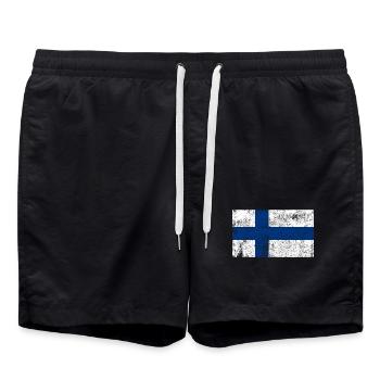 Finland Flag Flag Grunge Retro Vintage - Swim Trunks - black - Front - AI Model Male 185 light (185cm)