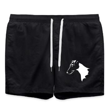 Fox Terrier Head "Black Edition" - Swim Trunks - black - Front - AI Model Male 185 light (185cm)