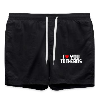 Je t’aime jusqu’aux bouts (sombre) - Short de bain - noir - Devant - AI Model Male 185 light (185cm)