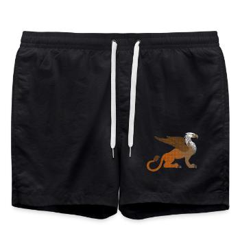 coole fantasiekleidung, Löwenwesen, märchenfigur - Badeshorts - Schwarz - Vorne - AI Model Male 185 light (185cm)