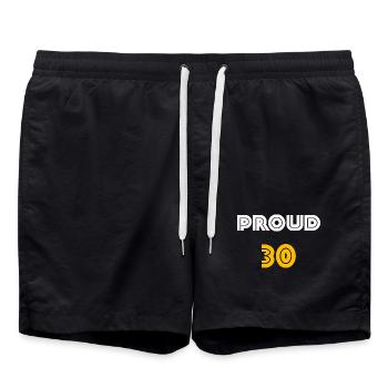 feiern, proud 30 - Badeshorts - Schwarz - Vorne - AI Model Male 185 light (185cm)