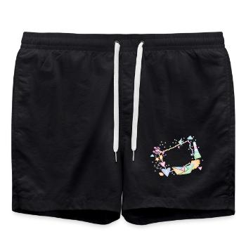 cadre maritime fait de coquillages et de symboles colorés - Short de bain - noir - Devant - AI Model Male 185 light (185cm)