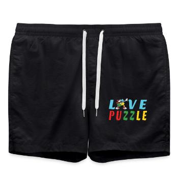Liebe Puzzle - Badeshorts - Schwarz - Vorne - AI Model Male 185 light (185cm)