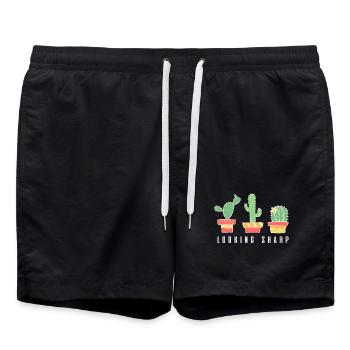 Cactus pointu - Short de bain - noir - Devant - AI Model Male 185 light (185cm)
