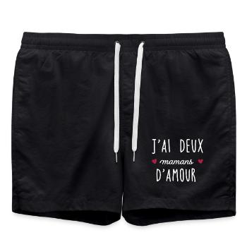 J'ai deux mamans d amour - Short de bain - noir - Devant - AI Model Male 185 light (185cm)