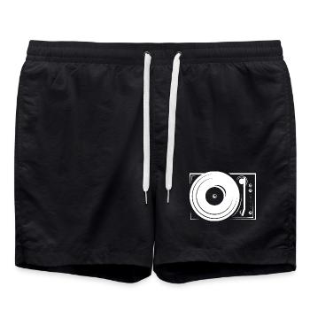 turntable platten DJ music hip hop icon Symbol - Badeshorts - Schwarz - Vorne - AI Model Male 185 light (185cm)