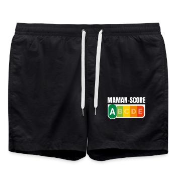 MAMAN-SCORE - Humour Maman - Short de bain - noir - Devant - AI Model Male 185 light (185cm)