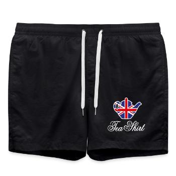 Tea Shirt Union Jack Flagge Tee Wortspiel Britisch - Badeshorts - Schwarz - Vorne - AI Model Male 185 light (185cm)