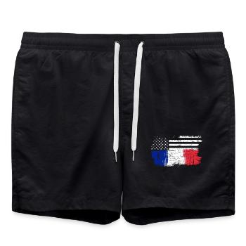 Pinsel Flagge Fusion Sterne und Trikolore - Badeshorts - Schwarz - Vorne - AI Model Male 185 light (185cm)