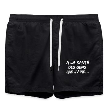 Apéritif, santé bonheur - Short de bain - noir - Devant - AI Model Male 185 light (185cm)