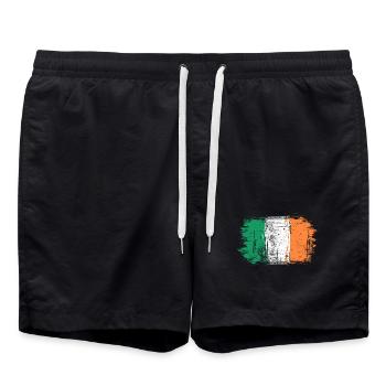 Pinselstrich der irischen Flagge - Badeshorts - Schwarz - Vorne - AI Model Male 185 light (185cm)