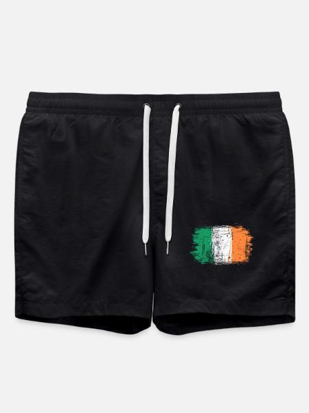 Irish Flag Brushstroke Print - Swim Trunks - black