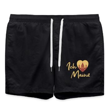 Ich liebe Mainz - Schriftzug - Badeshorts - Schwarz - Vorne - AI Model Male 185 light (185cm)