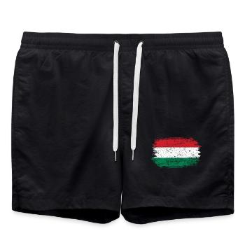 Hungarian Brush Flag Art - Swim Trunks - black - Front - AI Model Male 185 light (185cm)