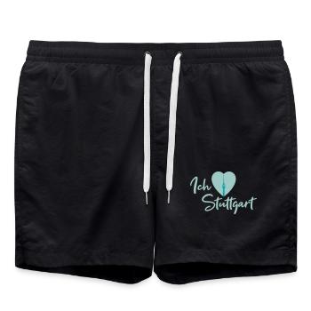 Ich liebe Stuttgart - Schriftzug - Badeshorts - Schwarz - Vorne - AI Model Male 185 light (185cm)