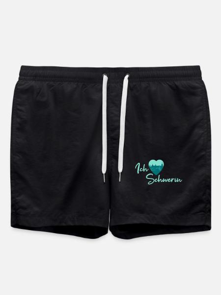Ich liebe Schwerin - Schriftzug - Badeshorts - Schwarz
