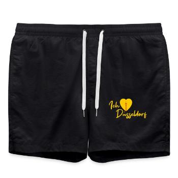 Ich liebe Düsseldorf - Schriftzug - Badeshorts - Schwarz - Vorne - AI Model Male 185 light (185cm)