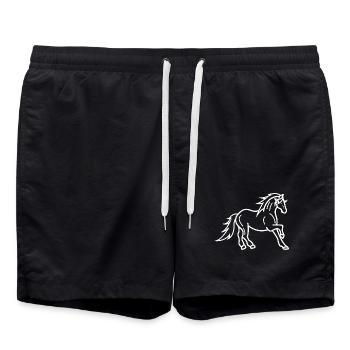 Chevaux islandais Poulains Cheval Amour Chevaux au galop - Short de bain - noir - Devant - AI Model Male 185 light (185cm)