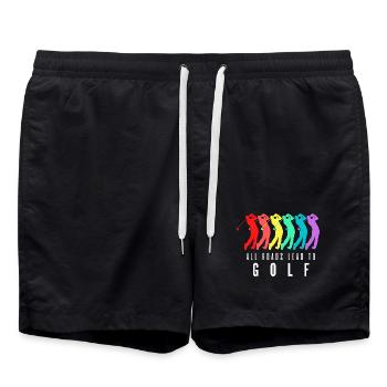 Alle Wege führen zum Golf - Badeshorts - Schwarz - Vorne - AI Model Male 185 light (185cm)