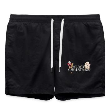 Joyeux Noël vous souhaite le Père Noël - Short de bain - noir - Devant - AI Model Male 185 light (185cm)