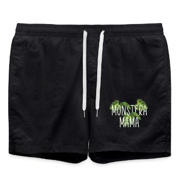 Monstera Mama Pflanzenmama Geschenk Fensterblatt - Badeshorts - Schwarz - Vorne - AI Model Male 185 light (185cm)