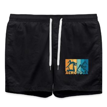 Yoga Acroyoga Partneryoga Vintage Design - Badeshorts - Schwarz - Vorne - AI Model Male 185 light (185cm)