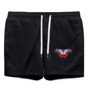 Papillon avec des taches bleues et rouges - Short de bain - noir - Devant - AI Model Male 185 light (185cm)