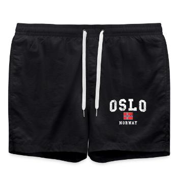 Drapeau d’Oslo Norvège Vintage - Short de bain - noir - Devant - AI Model Male 185 light (185cm)