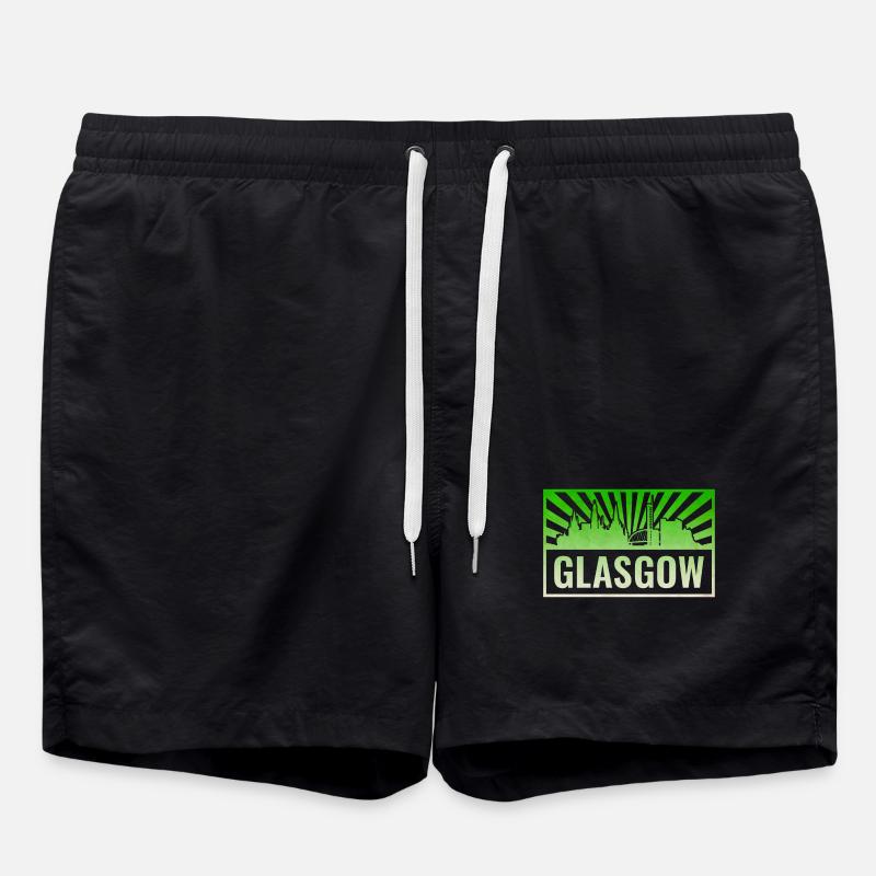 Glasgow Skyline Grunge Green - Swim Trunks - black