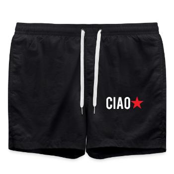 T-Shirt Hello Red Star T-Shirt Roter Stern - Badeshorts - Schwarz - Vorne - AI Model Male 185 light (185cm)