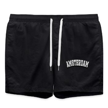 Design de la ville d’Amsterdam - Short de bain - noir - Devant - AI Model Male 185 light (185cm)