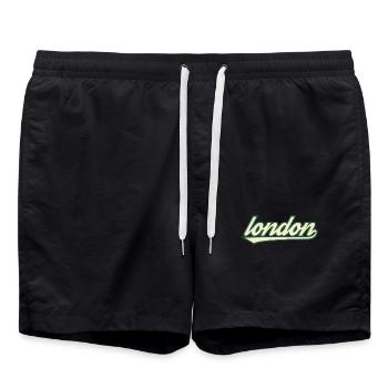 London Retro Schriftzug Tee - Badeshorts - Schwarz - Vorne - AI Model Male 185 light (185cm)