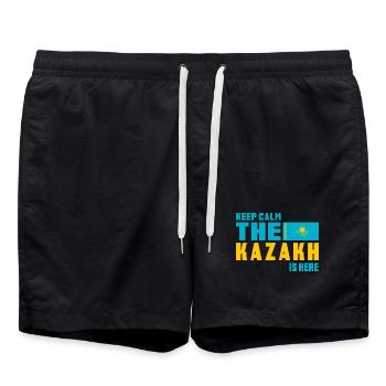 Design du drapeau Keep Calm Kazakhstan - Short de bain - noir - Devant - AI Model Male 185 light (185cm)